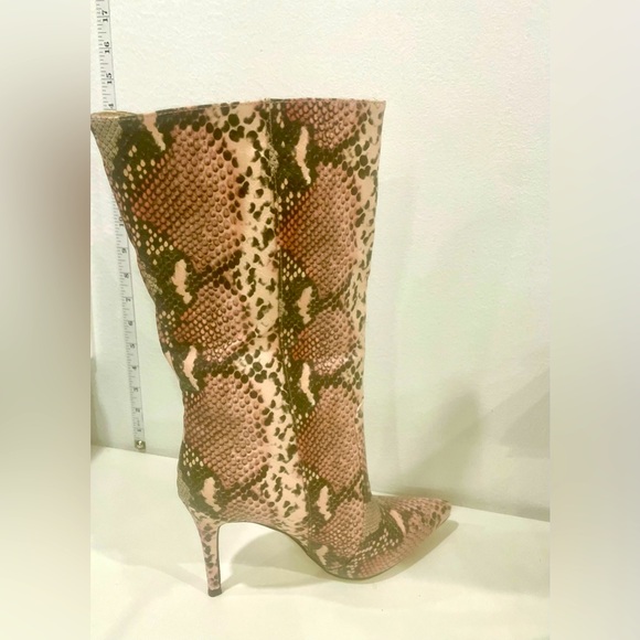 Snake Point Toe Knee High Stiletto Heeled Boots Size 5 New - Picture 2 of 3